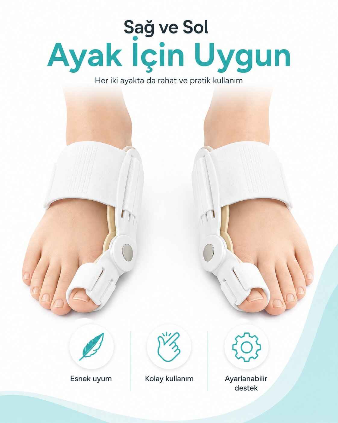 Sağ ve sol ayak için uygun
